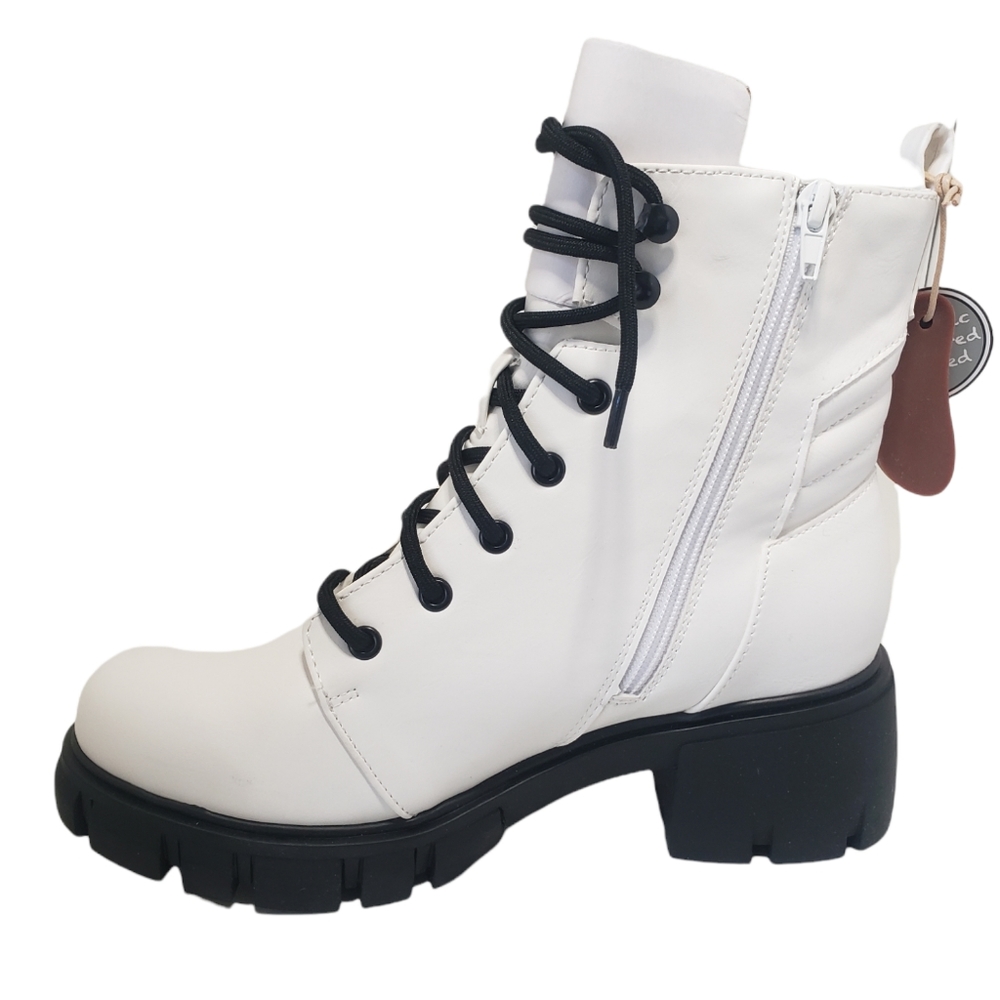 MIA Tauren Faux Leather Combat Boots Women's Size 9 Chassidy White Malta… - Picture 3 of 16